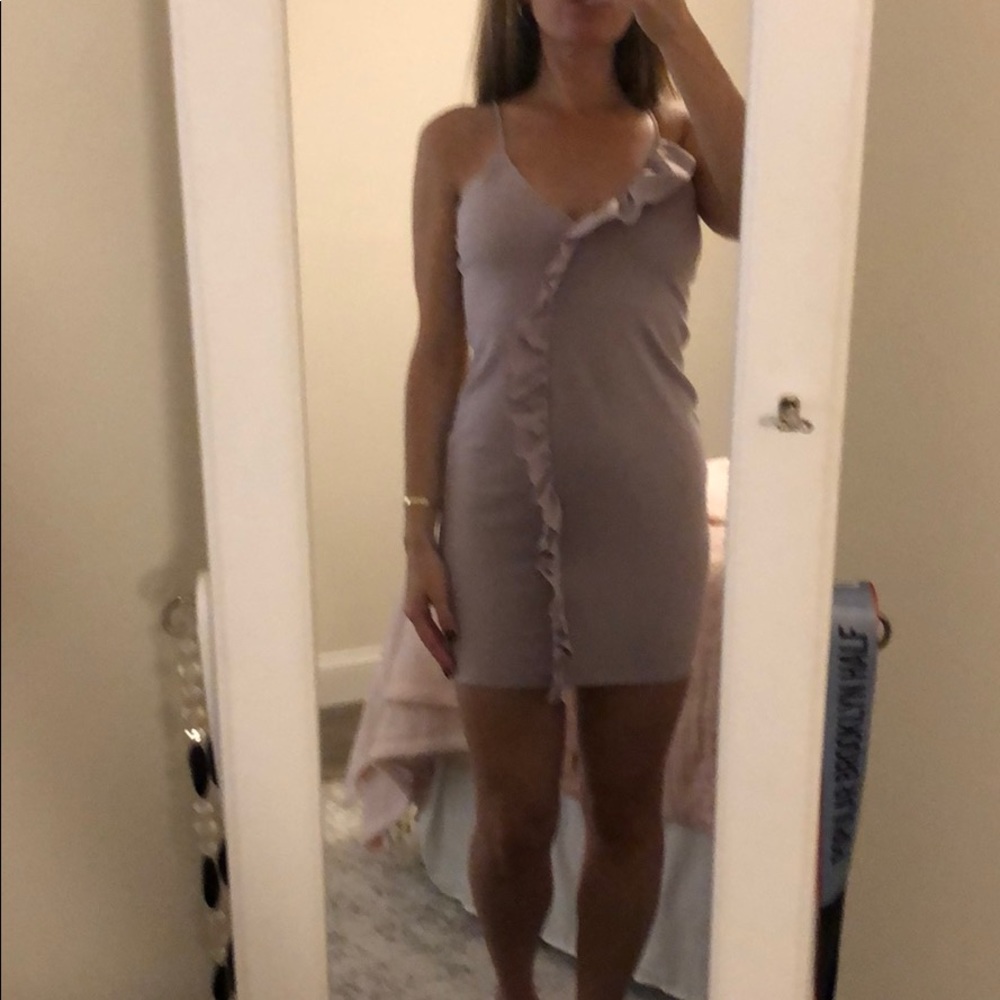 Missguided lavender mini ruffle detail dress